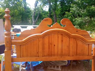 Vintage Solid Pine King Size Poster Bed Frame
