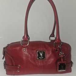 Tignanello Red Pebbled Leather Shoulder Bag
