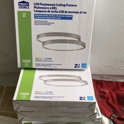 Led Flush 13 In Brushed Nickel Mount Light (each Box