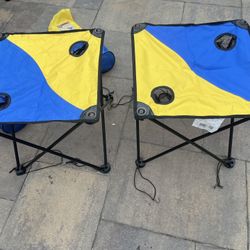 Set of 2 Folding portable Drink table 19”W carry bag music in the park