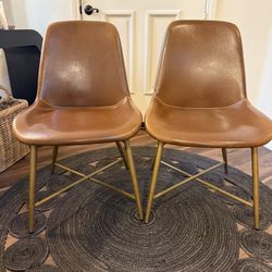 2  Brown Faux Leather Dining Chairs