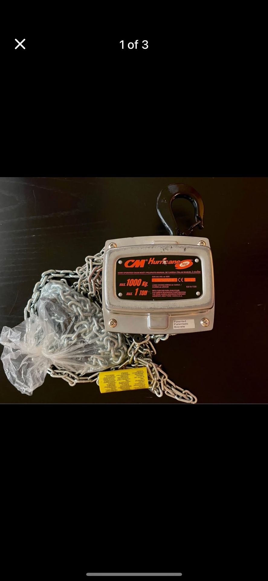 CM Series 633 Ball Bearing Trolley And CM Hurricane 360 Hand Chain Hoist