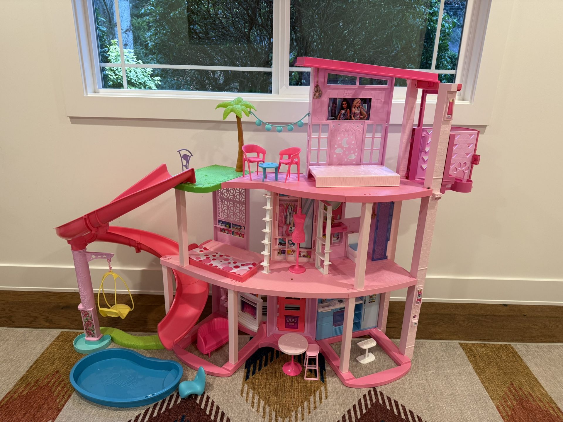 Barbie Dreamhouse Pool Party Doll House With 3 Story Slide