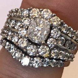 14k diamond ring size 7 wedding
set white gold 45 diamonds 3 ctw
SI2, G~H