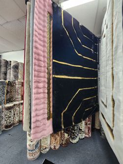 Black and Gold Stripe Area Rug