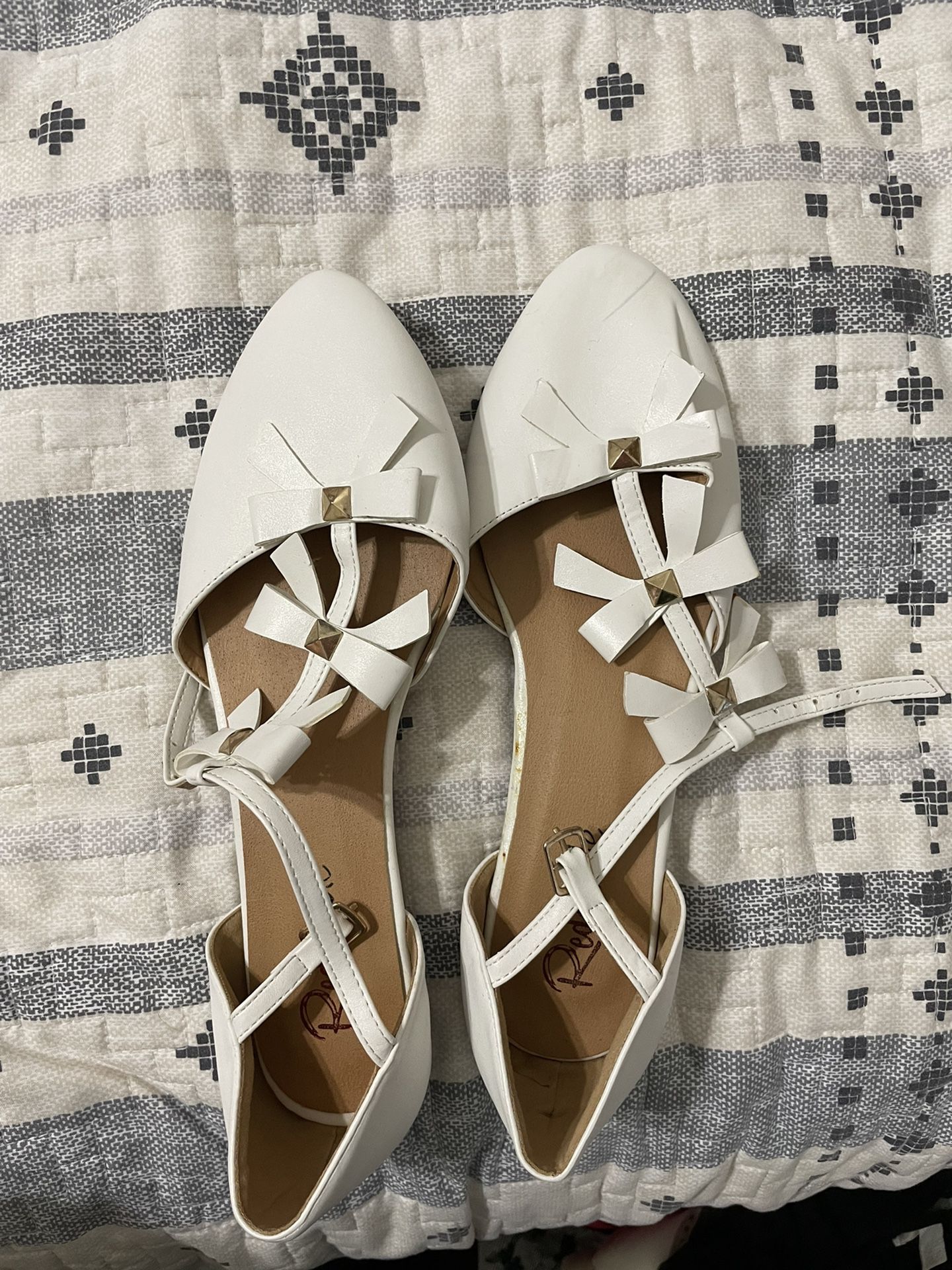 White Flat Heels-  Brand New! Never Worn! 
