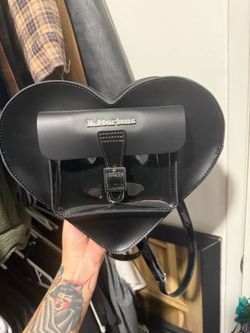 Dr. Martens Heart-Shaped Black Leather Crossbody Bag