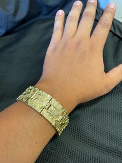 14K Plated Thick Nugget Bracelet New