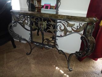 Stunning French Louis XV Style Wrought Iron Wall Mounting Console with Mirror