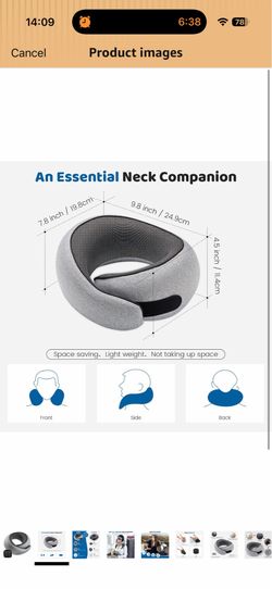 Neck Pillow Airplane,100% Pure Memory FoamTravel Neck Pillow Travel Neck Support Ergonomic &Portable Design Best for Sleeping Plane Car Train Office F