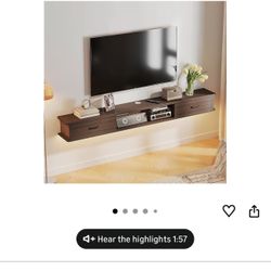 NEW: FloatiCasa 70" Floating TV Stand with 2 Doors & Open Cabinet