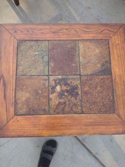 Small solid wood with tile top