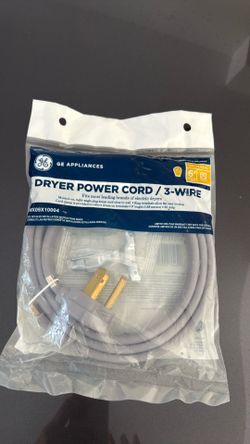 Dryer power cord/3 wire (6’ length)
