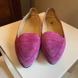 Talbots brand pink suede material pointed toe ballet flats - size 8M