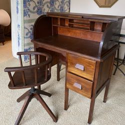 Roller top Desk With Matching Swivel Chair