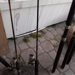 8 Fishing Poles, 2 With Shimano Reals, Some Need Eyes