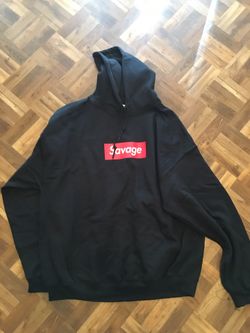 Black Savage box logo hoodie