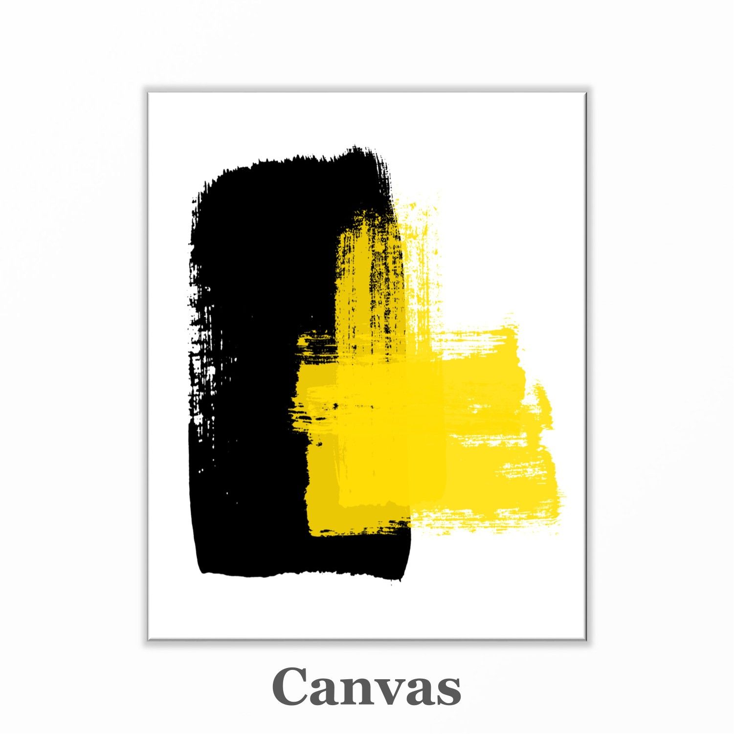 Yellow and black abstract wall art print