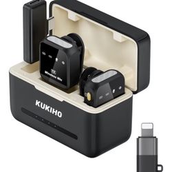 Wireless Lavalier Microphone for iPhone iPad Android With Charging Case 80h Battery Life, Noise Cancellation, 164ft Range Plug-Play Clip On Lapel Mic 