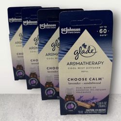 4 PACK Glade Aroma Therapy Refills Lavender + Sandalwood Scent 