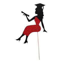 Red Dress Graduation Cake Topper