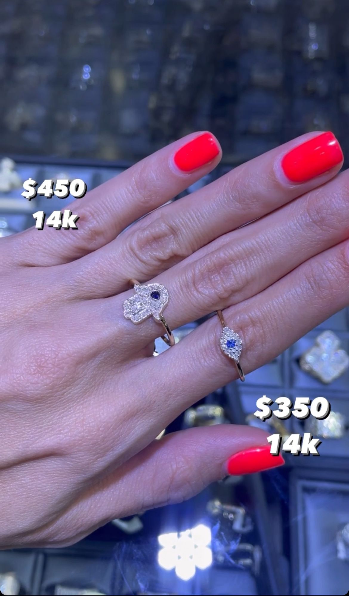14K Natural Diamonds Evil  Eye Ring 