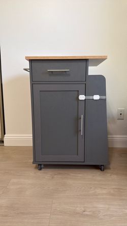 Rolling Kitchen Cart with Drawer and Cabinet