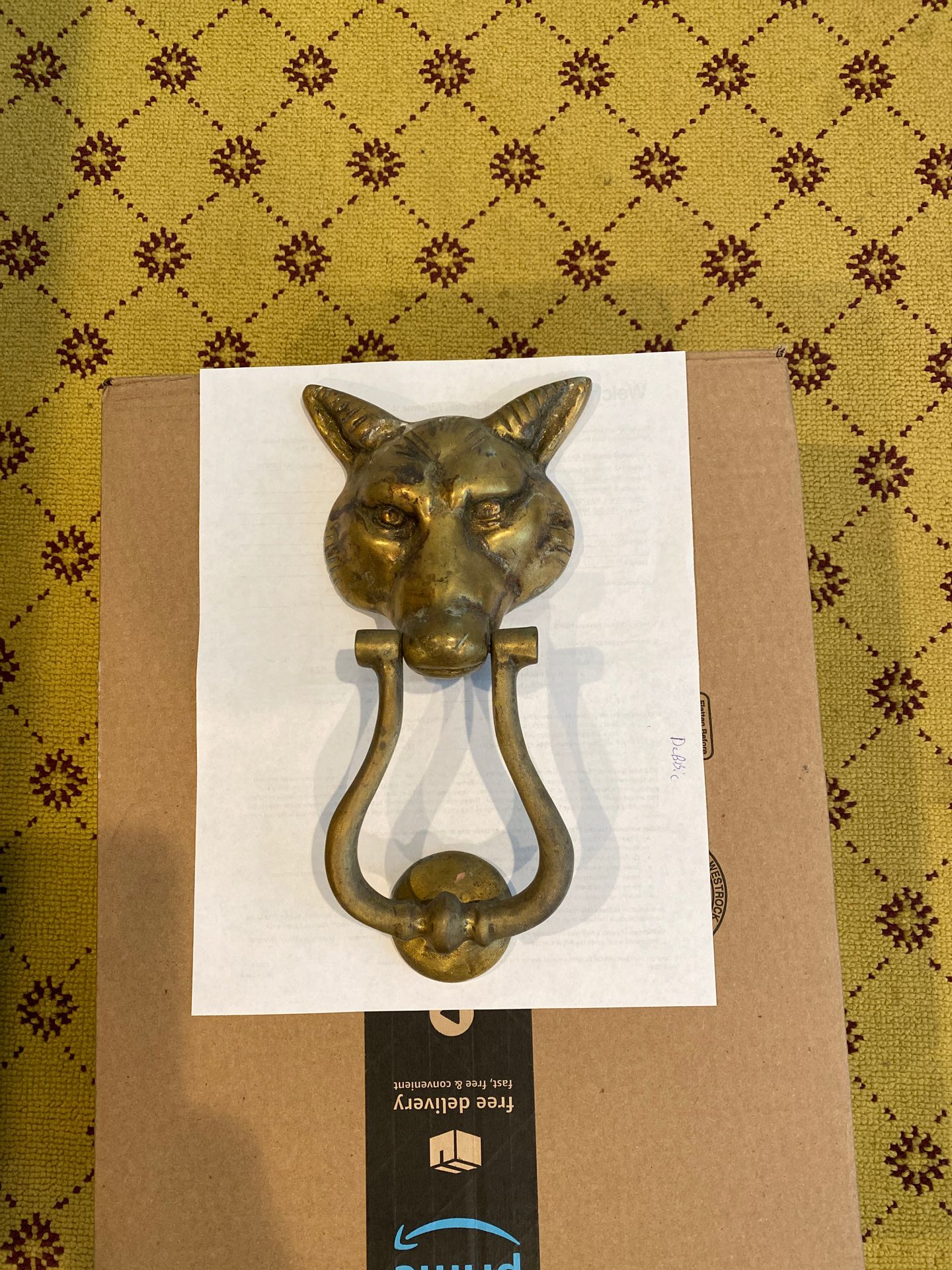 Solid Brass Fox Head door knocker