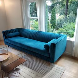 Joybird Chelsea Sofa with Minka Bolster Pillows