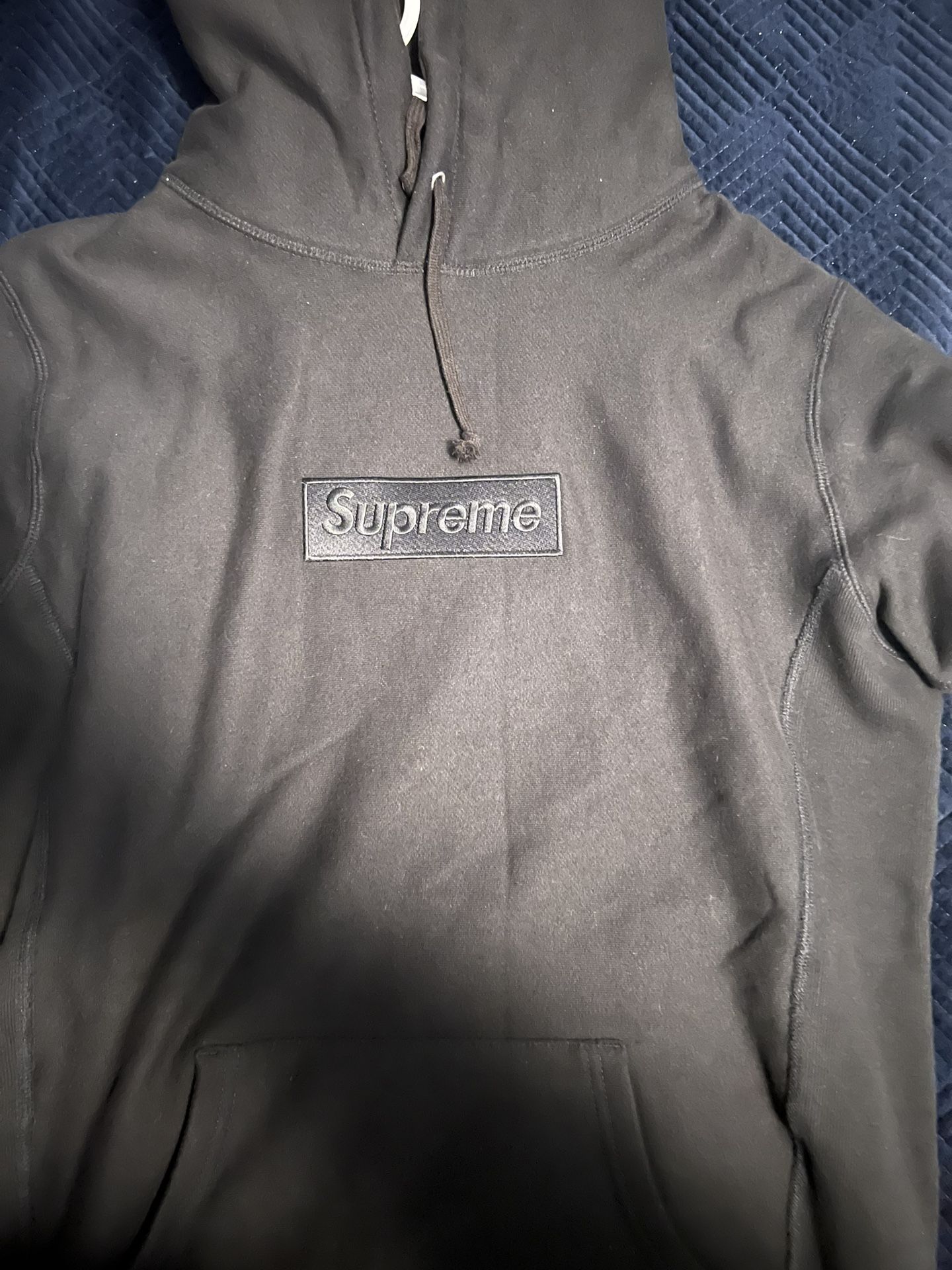 Supreme Black On Black Box Logo Hoodie 