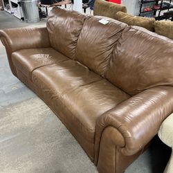 (In Store) Natuzzi Editions Traditional Brown Leather Sofa