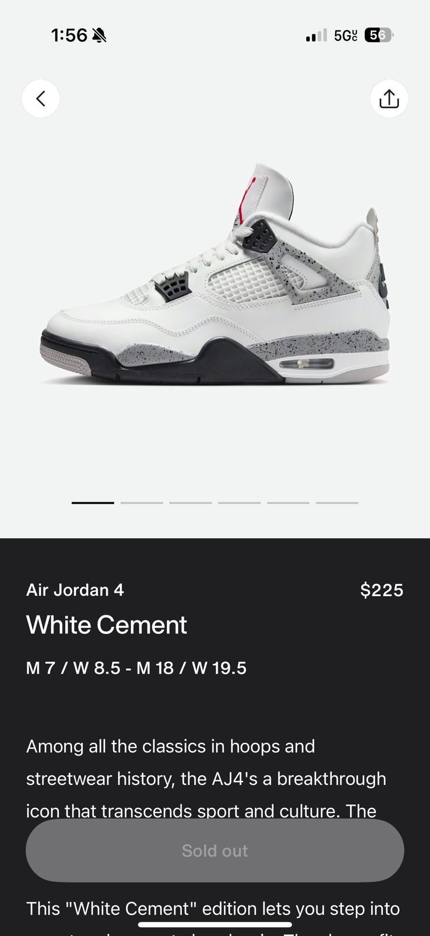 Jordan 4 White Cement 