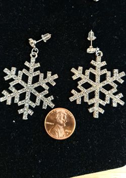 Large Rhinestone Snowflake Earrings