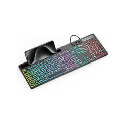 MARVO Large Print Backlit Keyboard, WK712 Wired Computer Keyboard with 7 Colors