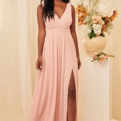 Thoughts of Hue Blush Surplice Maxi Dress Small NWOT