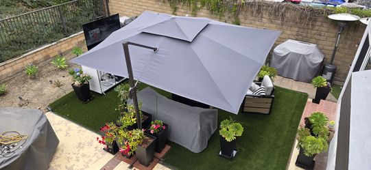 10x13 FT Patio Umbrella, Large Cantilever Rectangular Double Top Heavy Duty Offset Umbrellas with 360° Rotation, Outdoor shade for Garden Deck Pool Pa