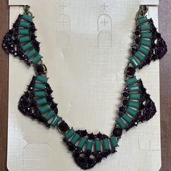 Deep Purple & Green Stone Necklace