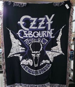 Universal Halloween Horror Nights HHN 2026 Ozzy Osbourne Woven Throw Blanket NWT