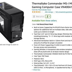 Thermaltake Commander MS-I Mid Tower ATX Gaming Computer Case Black w/o Box