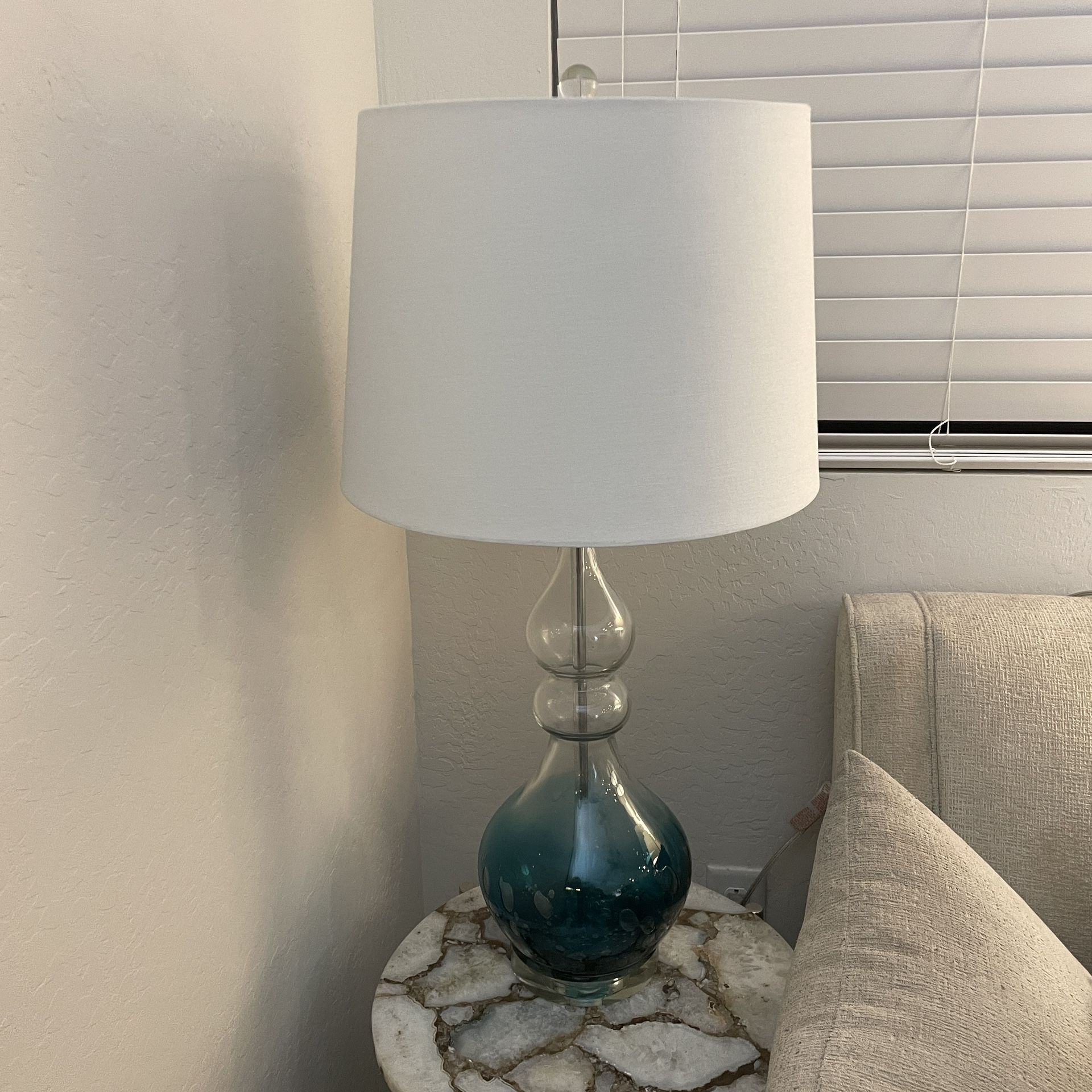 Simon Blake Interiors Blue Blown Glass Bubbled Decorative Table Lamp
