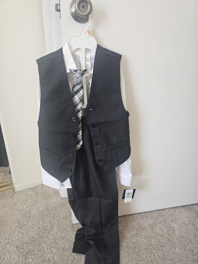 Baby Boys' 4 Piece Pinstriped Vest Set And Tie