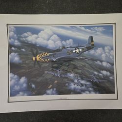 Stan Stokes Military Plane Art Print Top Cover 18.5" X 14"  Sealed P-51D Mustang