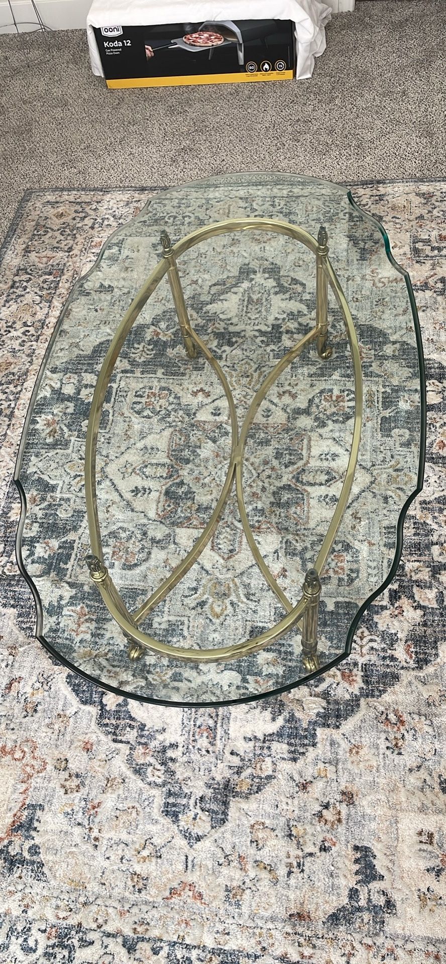 Cute Vintage Glass Coffee And Side Table 