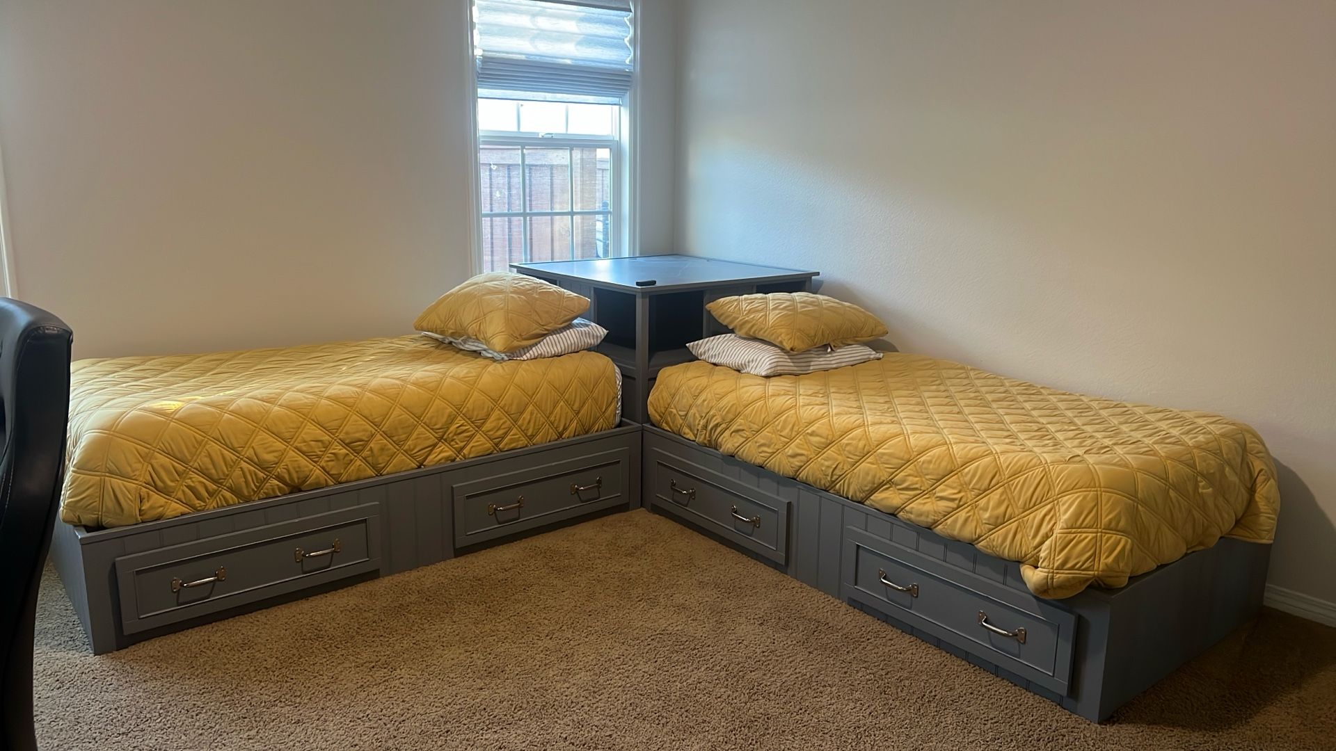 Pottery Barn Belden 2 Twin Beds And Corner Unit- Grey