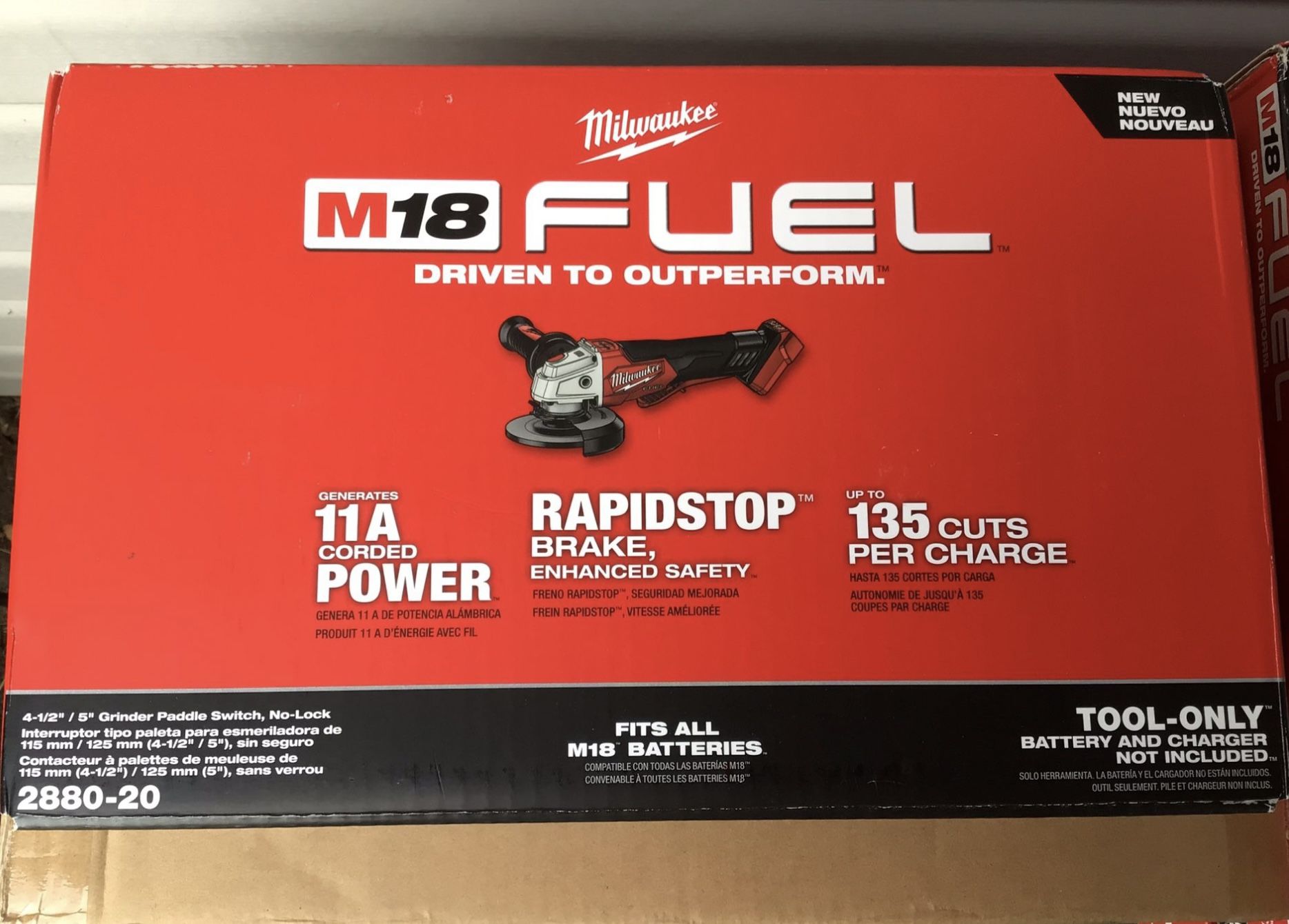 Milwaukee M18 FUEL Grinder 4-1/2”/ 5” . Tool Only. Brand NEW. NUEVO.