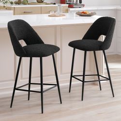 Flouki Modern Bar Stools Counter Height with Open Backs, Upholstered Counter Stools for Kitchen