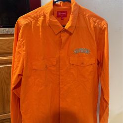 SUPREME New York Arc Logo Work Shirt Orange Men"s size Medium 