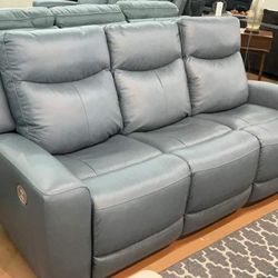 Real Leather Mindanao Power Reclining Sofa Couchs 