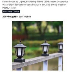 Dynaming Solar Flame Post Lights Outdoor, Solar Powered Lamps Fence Post Cap Lights, Flickering Flame LED Lantern Decorative Waterproof for Garden Dec
