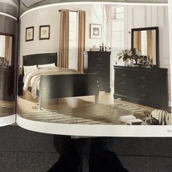 Queen Bed Room Set On Sale( Includes Queen Bed Frame, Dresser, Mirror, 1 Night Stand) ON SALE